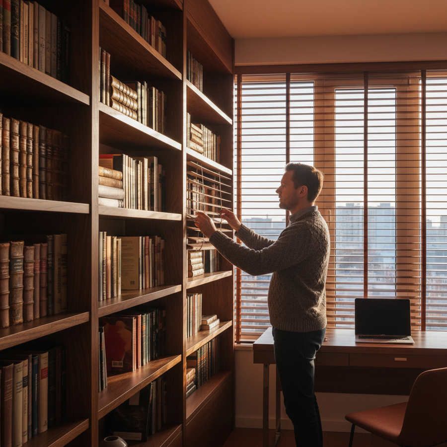 Как защитить книги от солнца в кабинете: выбираем жалюзи